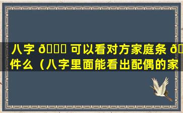 八字 🐘 可以看对方家庭条 🦈 件么（八字里面能看出配偶的家世吗）